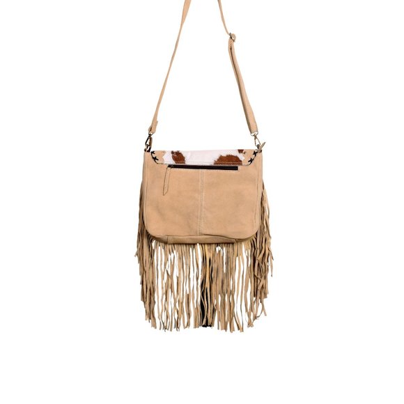 Leather Shoulder Bag with Fringe and Strap, Western Cowhide Purse for Woman - Picture 6 of 6